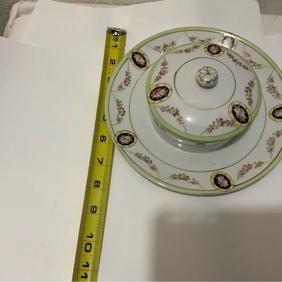 Vintage Nippon Hand Painted Porcelain butter dish with lid - Picture 7 of 7
